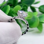 Anillo de diamante de moda D Color moissanita VVS1 anillos de moissanita de laboratorio de corte redondo para mujer joyería de anillo de compromiso 4 Anillo de diamante de moda D Color moissanita VVS1 anillos de moissanita de laboratorio de corte redondo para mujer joyería de anillo de compromiso 4