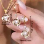 Conjuntos de joyería elegantes de lujo con circonita brillante para mujer, collar versátil a la moda, pendientes, joyería de fiesta, regalos de cumpleaños, 3 uds. 5
