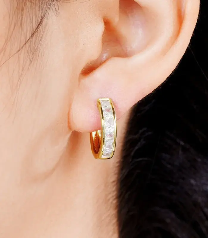 Pendientes circulares redondos de acero inoxidable chapados en Color dorado para Mujer, Pendientes de aro de circonia cúbica a la moda, Pendientes de joyería para Mujer 2
