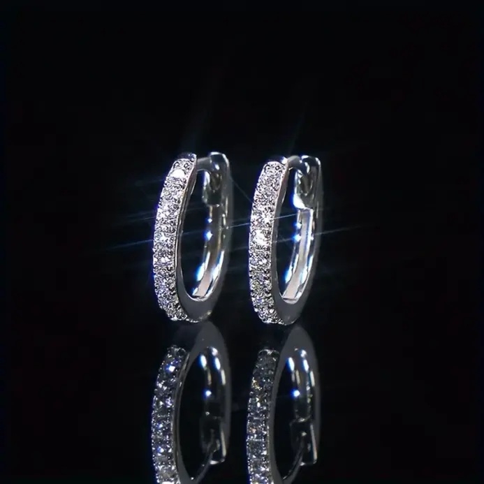 1 par de exquisitos pendientes de aro con decoración de circonita sintética, pendientes de moda para hombres y mujeres 1