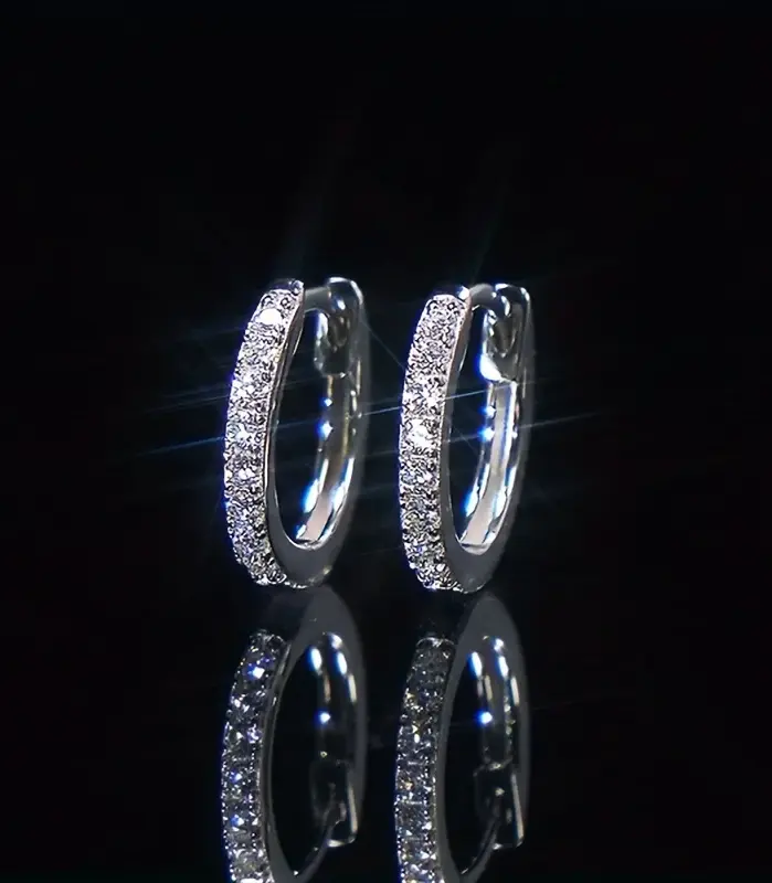 1 par de exquisitos pendientes de aro con decoración de circonita sintética, pendientes de moda para hombres y mujeres 1
