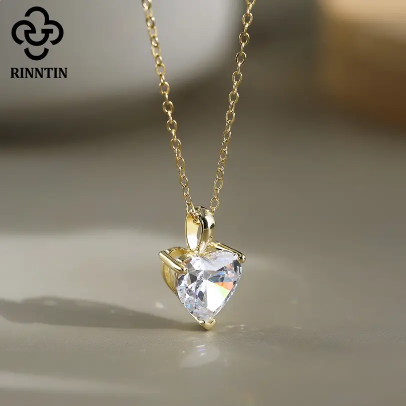 Rinntin-colgante de corazón de diamante moissanita, 1-4CT, cadena de plata de ley 925, gargantilla de fiesta, accesorios de joyería fina SMON08 3