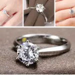 Anillos de boda finos para hombres y mujeres, regalo de plata de ley S925, cristal austriaco, anillo de propuesta de compromiso, joyería Bague Femme 4