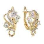Huitan-pendientes de aro con forma de U para mujer, aretes de boda de lujo estéticos, Circonia cúbica brillante, joyería nueva de moda 1