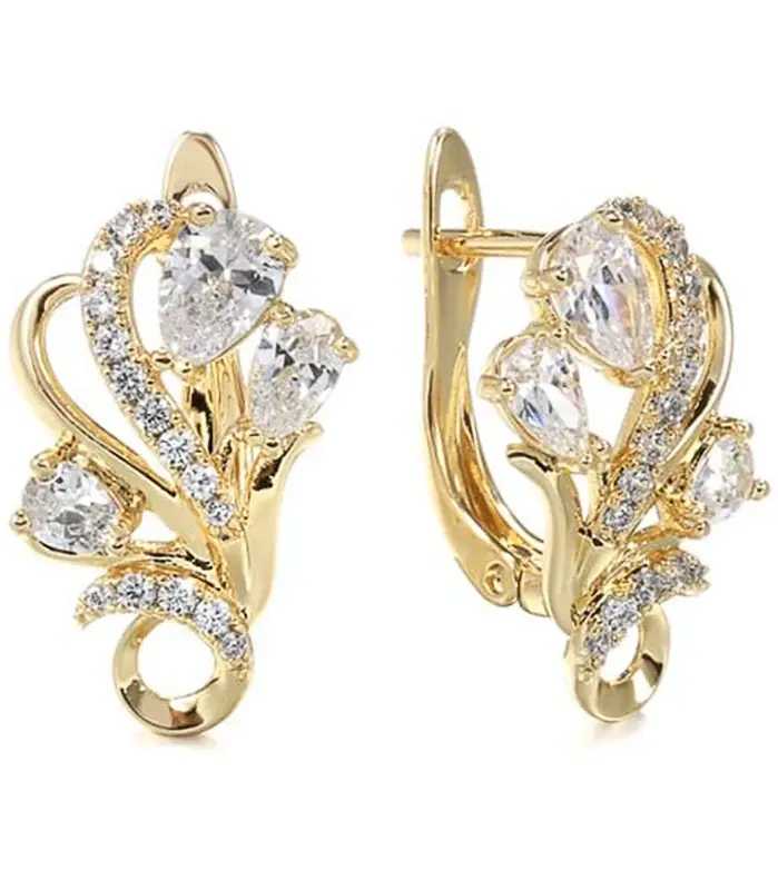 Huitan-pendientes de aro con forma de U para mujer, aretes de boda de lujo estéticos, Circonia cúbica brillante, joyería nueva de moda 1