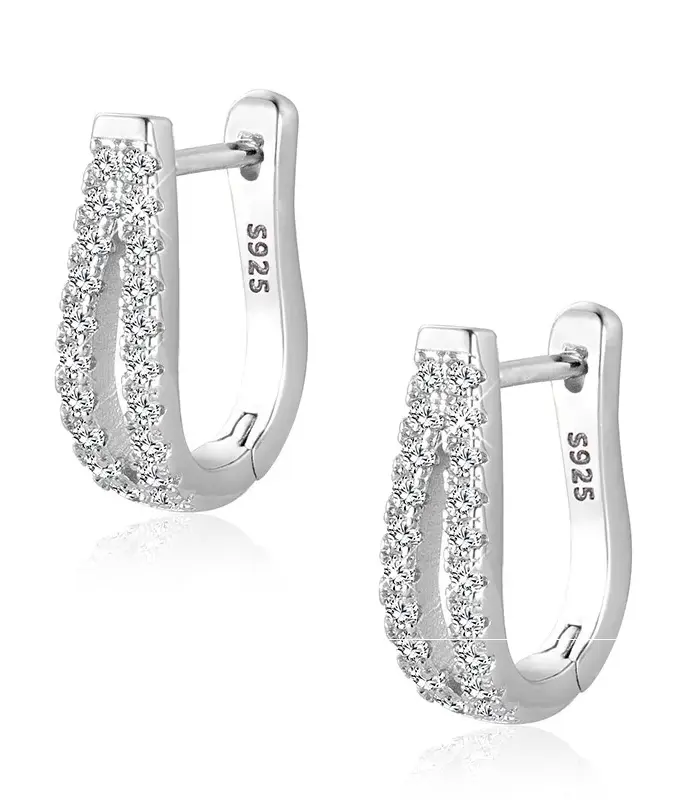Pendientes de plata de ley 925 para mujer, aros ligeros hipoalergénicos, joyería Huggie de circonia cúbica, regalos, uso diario delicado 1