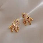 Nuevos pendientes bonitos de animales para mujer, temperamento, caballo, gatito, búho, perla, pendiente de diamantes de imitación, joyería para fiesta de cumpleaños para niñas 1