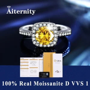 Anillo de diamante clásico de 6 puntas para mujer, Color D, 1ct, moissanita, VVS, corte redondo, anillo de diamante de laboratorio, joyería de banda de boda de compromiso 1