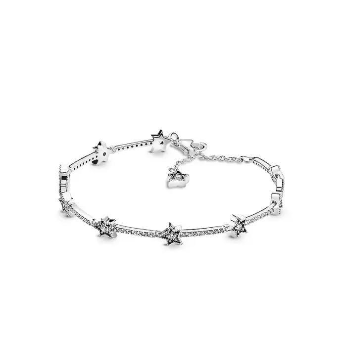 Nuevas pulseras de corazón de amor chapadas en plata 925 de alta calidad, pentagrama de tamaño ajustable, colgante Original, joyería DIY para mujer 2