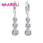 Pendientes colgantes de alta calidad para mujer, Circonia cúbica AAA brillante, joyería de Color plata esterlina 925, alfileres de regalo de compromiso de boda 2