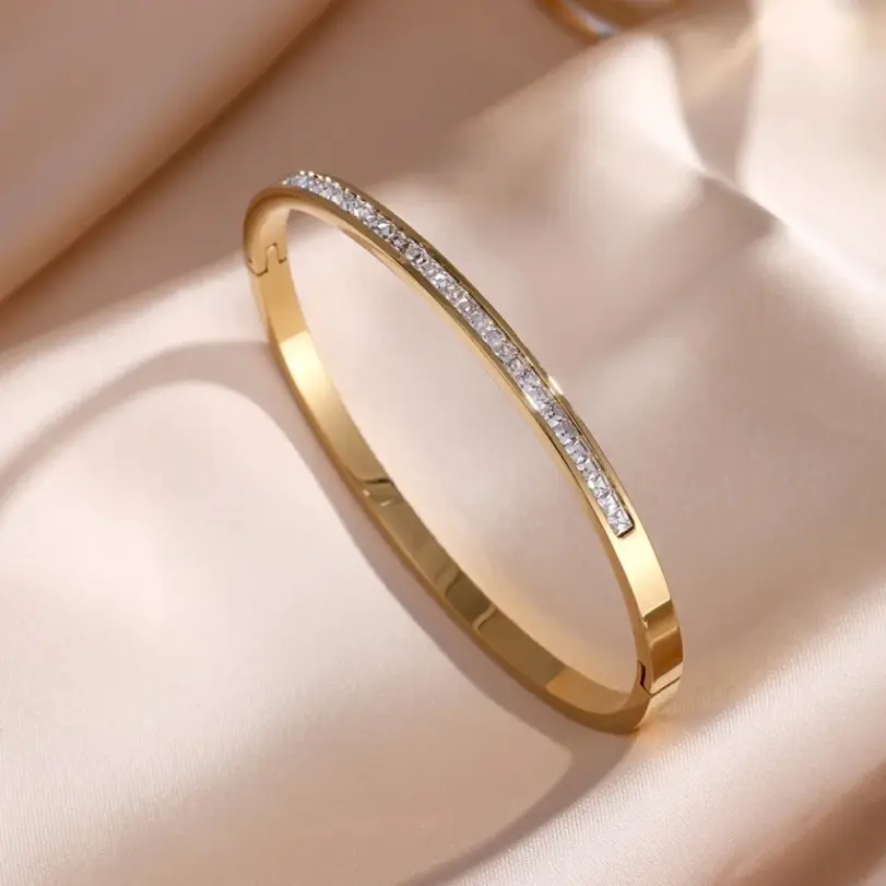 1 Uds. Pulsera apilada con números romanos con incrustaciones de circón brillante para mujer, accesorios de joyería exquisitos de moda para uso diario 3