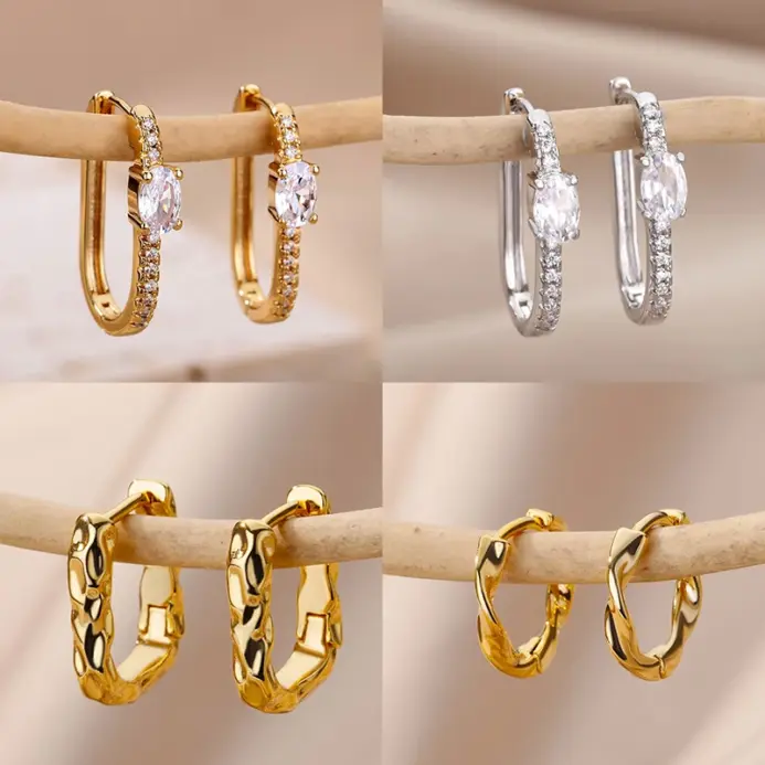 Pendiente redondo minimalista de circón para mujer, pendiente Irregular de acero inoxidable, joyería de moda para fiesta y boda, regalo, bisutería para mujer 2026 1