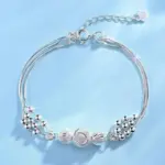 Conjunto de pulsera y collar de bola de Plata de Ley 925 para mujer, conjunto de joyería de cuentas multicapa originales de lujo, joyería exquisita para fiesta 5
