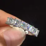 anillos de circonia cúbica de cristal cuadrado para mujer, accesorios de banda de boda de lujo, joyería femenina de eternidad 3