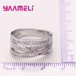 Anillos de plata de ley 925 para hombre y mujer, joyería de Color con incrustaciones de cristal, superposición cruzada, 4