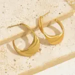 Pendientes de aro de acero inoxidable dorados y gruesos de lujo, Clips de orejas redondas brillantes cúbicos, joyería de moda para fiesta de boda 4