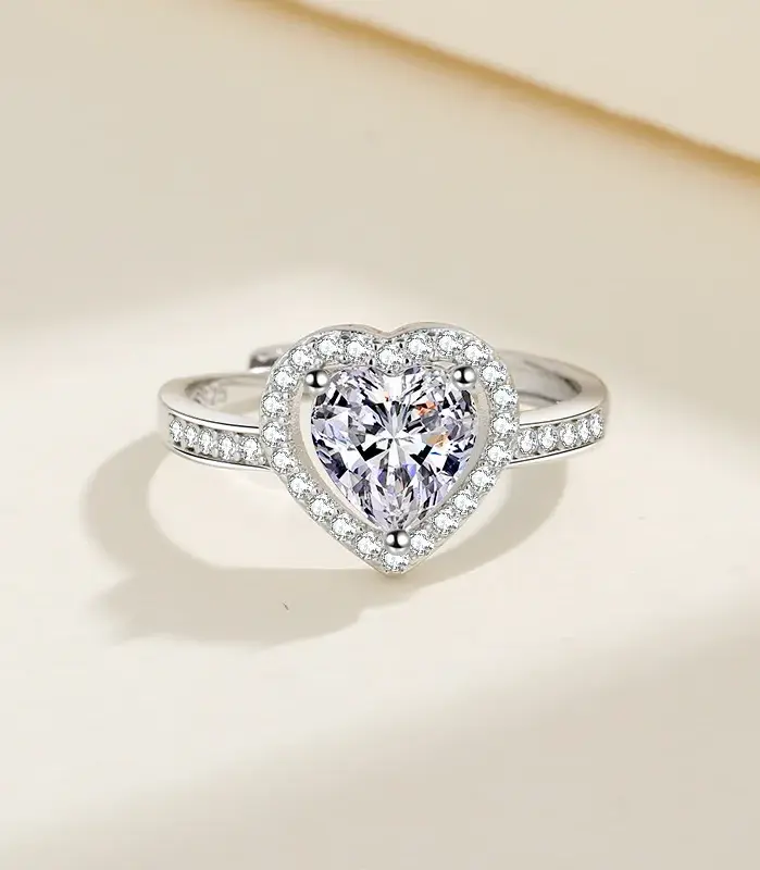 Anillo de Plata de Ley 925 con corazón de circón 5A para mujer y hombre, joyería de boda, abalorio de compromiso, regalo de moda para fiesta, anillo de alta calidad 2