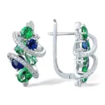 pendientes de aro de circonia cúbica verde/azul para mujer, aretes elegantes para fiesta y boda, joyería de moda 2