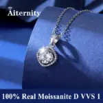 Collar con colgante de moissanita 100% auténtica, Color D, certificado GRA de 1 quilate para mujer, joyería fina de plata de ley S925 para boda y novia 1