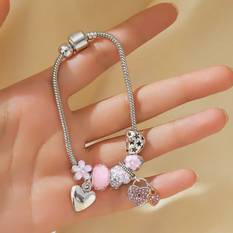 Pulsera de amor con cuentas de varios elementos para mujer, accesorios de joyería para la familia, regalo de vacaciones de fiesta de vestir diario, 1 unidad, 005 13