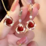 Conjuntos de joyería elegantes de lujo con circonita brillante para mujer, collar versátil a la moda, pendientes, joyería de fiesta, regalos de cumpleaños, 3 uds. 1