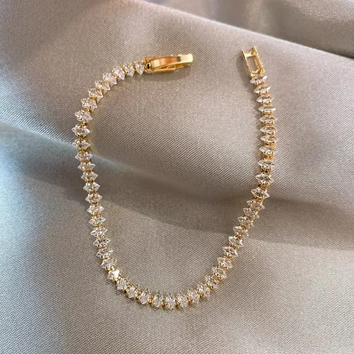 Pulseras de cadena geométrica de cristal romano de lujo para mujer, pulsera de tenis gótica de moda con diamantes de imitación, dije de marquesa, joyería de boda 1
