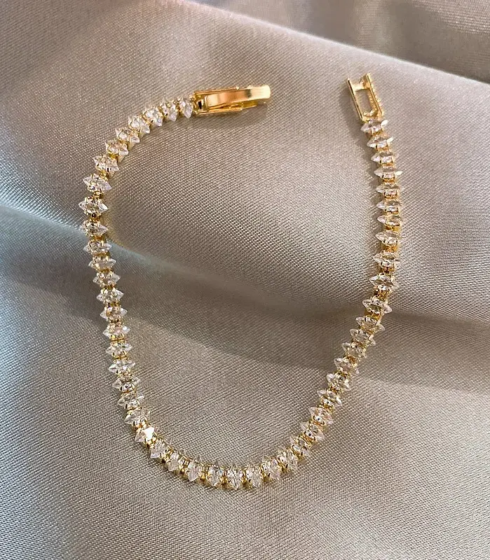 Pulseras de cadena geométrica de cristal romano de lujo para mujer, pulsera de tenis gótica de moda con diamantes de imitación, dije de marquesa, joyería de boda 1