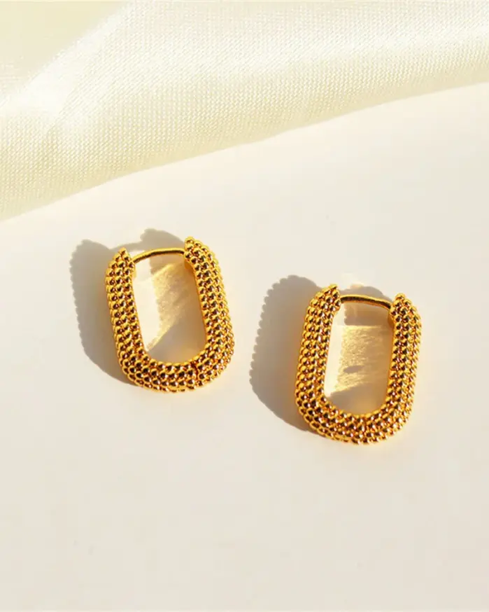 Pendientes simples de aleación cuadrados franceses, pendientes de gota con forma geométrica de Color dorado para mujer, regalo de joyas de fiesta a la moda 2