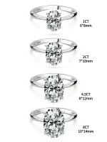 Anillo de Plata de Ley 925 con circonita de 1-8CT, precioso anillo de piedra ovalada brillante para mujer, compromiso, boda, joyería fina de lujo de alta calidad 5