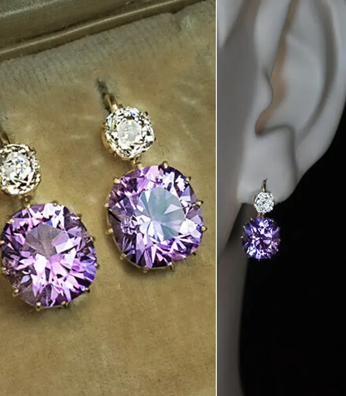 encantadores pendientes de gota morados para mujer joyería de temperamento pendientes de circonia cúbica brillante accesorios de moda para fiesta 2