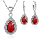 Conjunto clásico de Plata de Ley 925 con colgante de cristal en forma de gota de agua para mujer, conjunto de pendientes de gota, conjuntos de joyería nupcial para boda 8