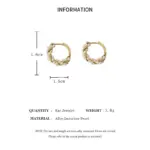 Pendientes circulares de perlas de imitación francesas, pendientes de aro redondos pequeños para mujer, pendientes con textura de nuevo diseño, joyería, regalo elegante 6