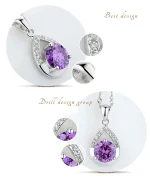 Gran oferta de conjuntos de joyería nupcial, collares de gota de agua de cristal de Color Plata de Ley 925, pendientes de aro para mujer, fiesta de compromiso 3