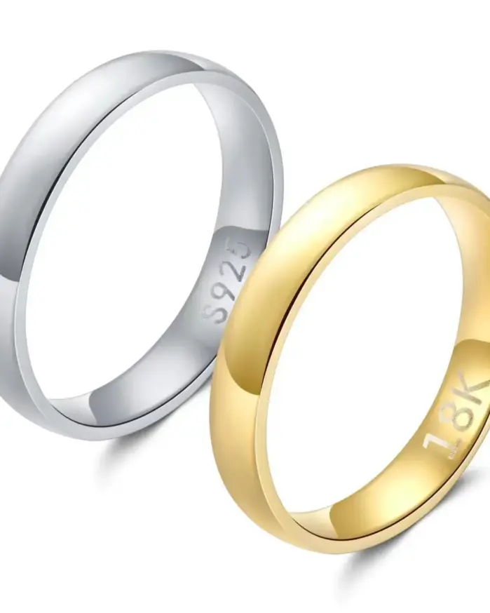 Anillo chapado en oro Color moda mujer Simple pareja anillo de boda joyería de compromiso regalo 2