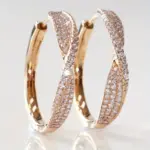 Pendientes de aro chapados en oro con circonita sintética con incrustaciones brillantes de lujo para mujer, accesorios de joyería de boda diarios exquisitos a la moda 7