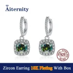 Pendiente cuadrado de circón Color D VVS1 para mujer, pendientes chapados en plata de ley S925 de 18K como brillante como joyería de diamantes 4