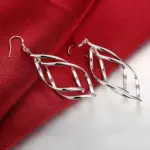 Pendientes finos de Color plateado de alta calidad, joyería de moda, mujer elegante, gota colgante, regalos largos de boda y Navidad 6