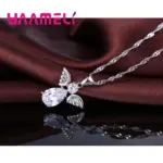 Venta promociones, bonitos conjuntos de joyería con forma de Ángel, cristal, Plata de Ley 925, colgante de Color, collar y pendientes, conjunto de cumpleaños para mujer 3