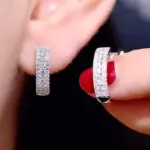 pendientes de aro de Color plateado de alta calidad para mujer, Micro pavé de piedra CZ, pendientes circulares versátiles a la moda para niñas, joyería de moda 1