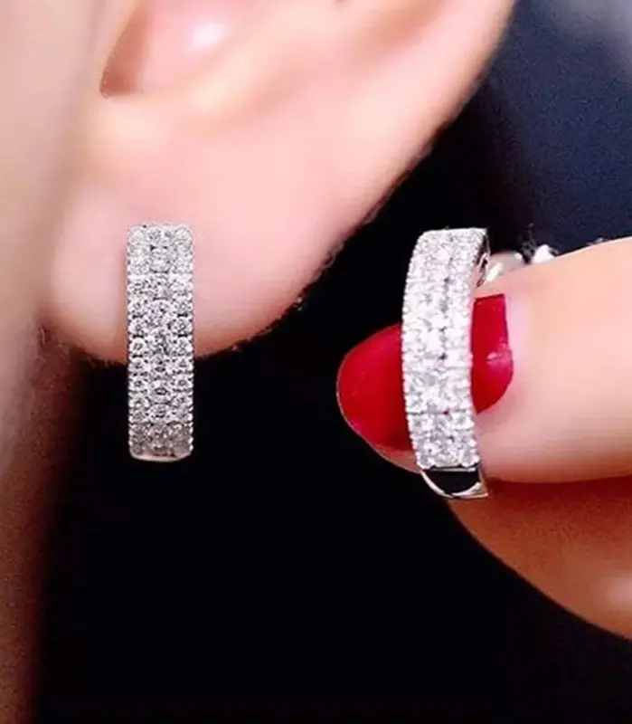 pendientes de aro de Color plateado de alta calidad para mujer, Micro pavé de piedra CZ, pendientes circulares versátiles a la moda para niñas, joyería de moda 1