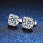 Pendientes cuadrados de moissanita VVS1 de Color D para mujer, pendientes de plata de ley 925 con acabado de platino, probador de diamantes 3