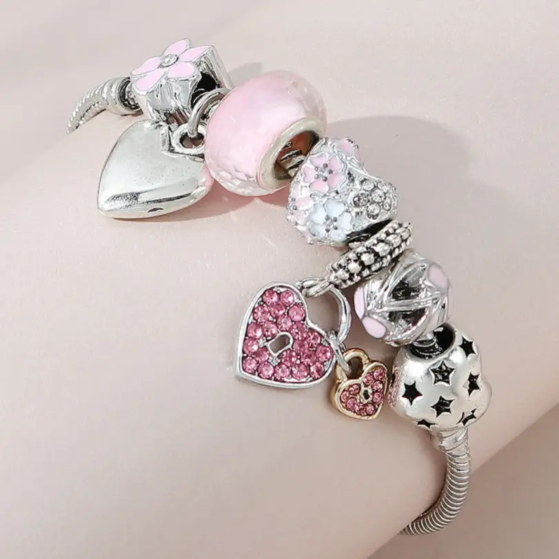 Pulsera de amor con cuentas de varios elementos para mujer, accesorios de joyería para la familia, regalo de vacaciones de fiesta de vestir diario, 1 unidad, 005 14