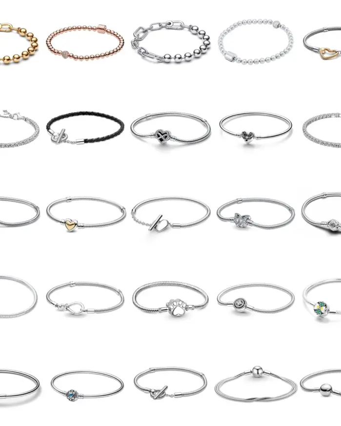 Plata de Ley 925 Original para mujer, pulsera con cuentas, estampado de garra de mariposa, cadena rosa, regalo de joyería de lujo 1