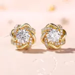 Pendientes delicados de circonia cúbica de Color dorado para mujer, pendientes de boda de diseño contraído a la moda, joyería de lujo 2