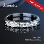 100% pluma probadora de diamantes, anillo de moissanita a juego, banda de diamantes de boda para mujer, anillo de cola única de Plata de Ley 925 2