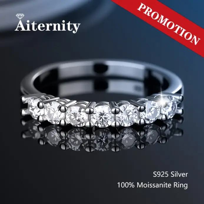 100% pluma probadora de diamantes, anillo de moissanita a juego, banda de diamantes de boda para mujer, anillo de cola única de Plata de Ley 925 2