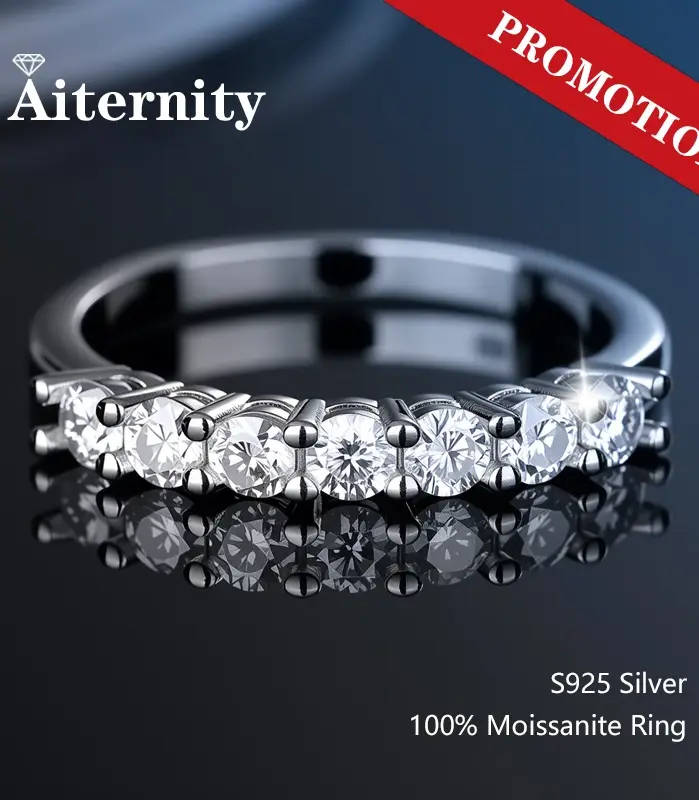 100% pluma probadora de diamantes, anillo de moissanita a juego, banda de diamantes de boda para mujer, anillo de cola única de Plata de Ley 925 2