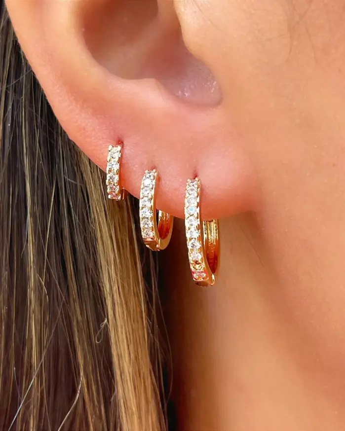 1 par de exquisitos pendientes de aro con decoración de circonita sintética, pendientes de moda para hombres y mujeres 2