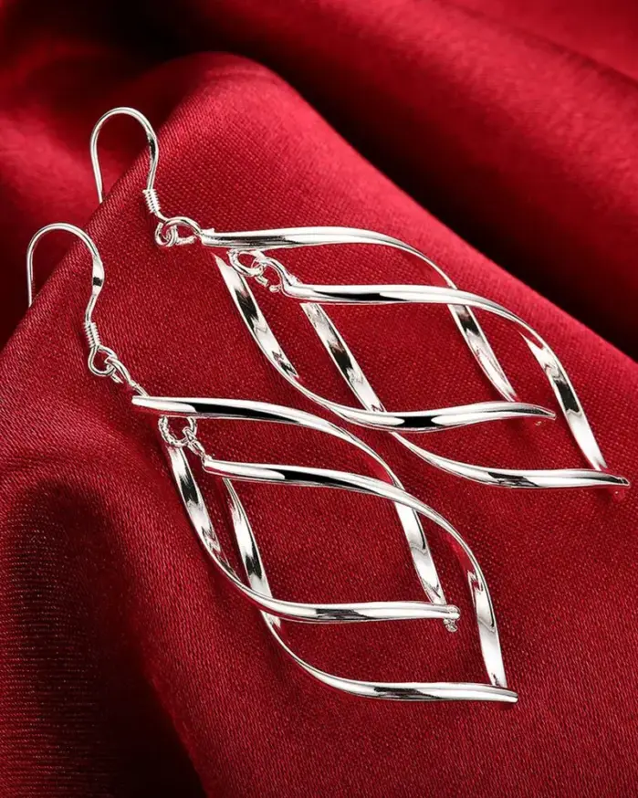Pendientes finos de Color plateado de alta calidad, joyería de moda, mujer elegante, gota colgante, regalos largos de boda y Navidad 1
