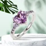 anillos de circonia cúbica con corazón púrpura para mujer, accesorios únicos de compromiso de boda, regalo elegante para mujer, joyería romántica de moda 1